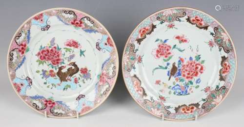 Two Chinese famille rose export porcelain plates
