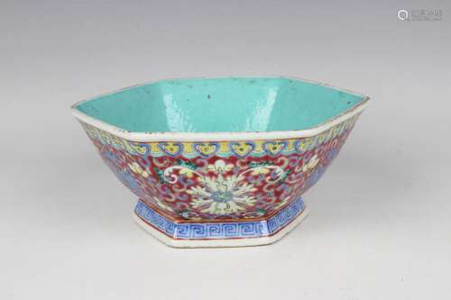 A Chinese famille rose hexagonal bowl