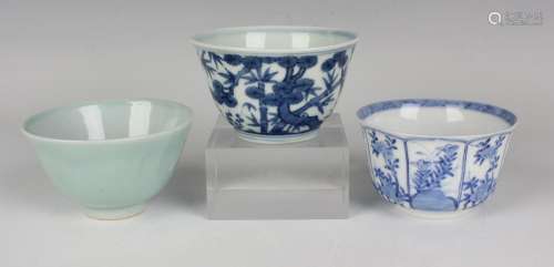 A group of three Chinese porcelain tea bowls