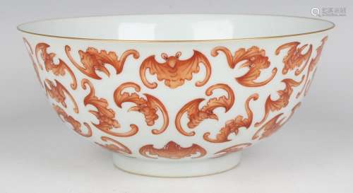 A Chinese iron red decorated porcelain bowl