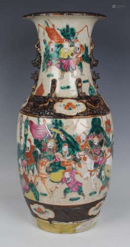 A Chinese famille rose enamelled crackle glazed vase