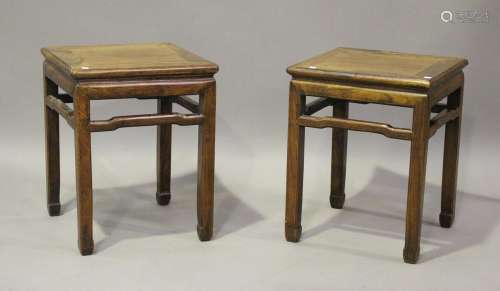 A pair of Chinese hardwood stools