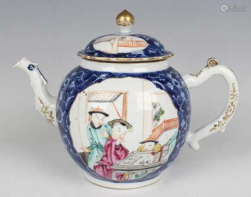 A Chinese famille rose export porcelain teapot and cover