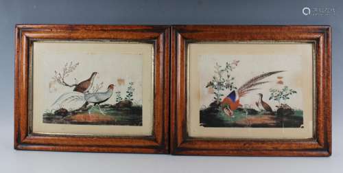 A pair of Chinese Canton export watercolour paintings on ric...