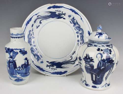 A small group of Chinese blue and white porcelain