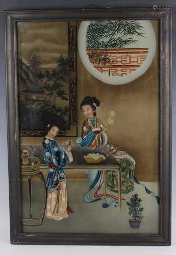 A Chinese reverse painting on glass