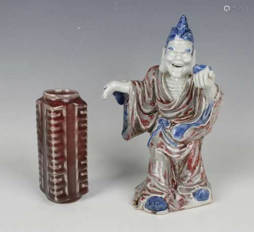 A Chinese porcelain sang-de-boeuf archaistic Cong vase