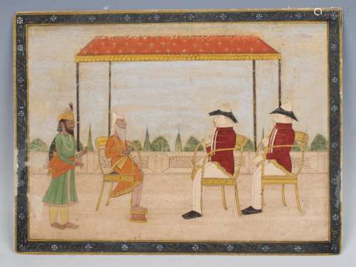 An Indian Mughal style watercolour painting on paper