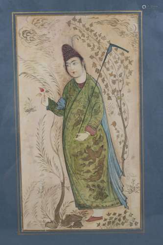 A Persian watercolour painting on paper