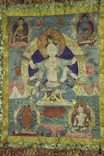 A group of three Tibetan thangkas