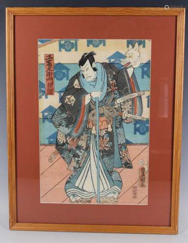 Toyokuni III (Kunisada) - two Japanese woodblock oban tateye...