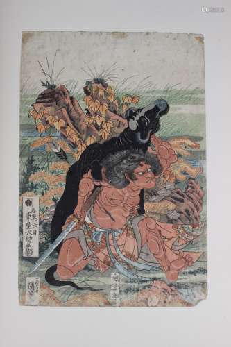 Utagawa Kuniyoshi (1797-1861) - two Japanese polychrome wood...