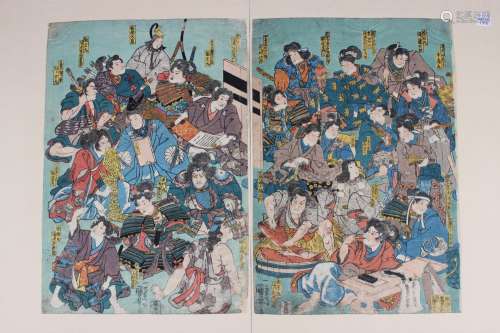 Utagawa Kuniyoshi (1797-1861) - a group of four Japanese pol...