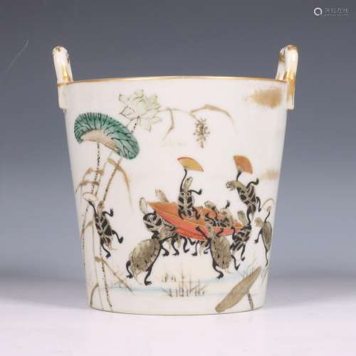 Japan, gekleurd porseleinen cachepot, Meiji periode (1868-19...