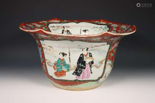 Japan, grote Kutani porseleinen jardinière, Meiji periode (1...