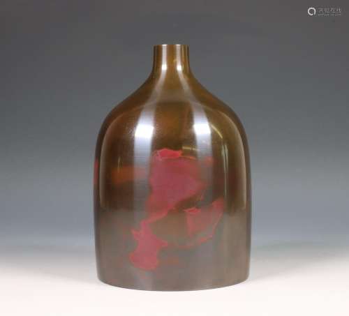 Japan, gestileerde bronzen vaas, gesigneerd Hasegawa Yoshiki...