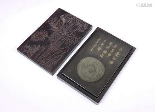 China, inktsteen in houten doos, 20e eeuw,
