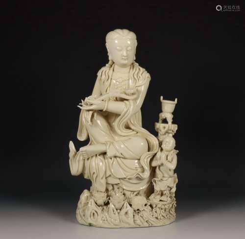 China, blanc-de-chine figuur van Guanyin, 20e eeuw,