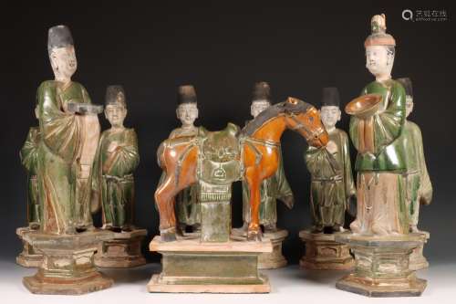 China, sancai geglazuurde aardewerken processie, Ming-dynast...