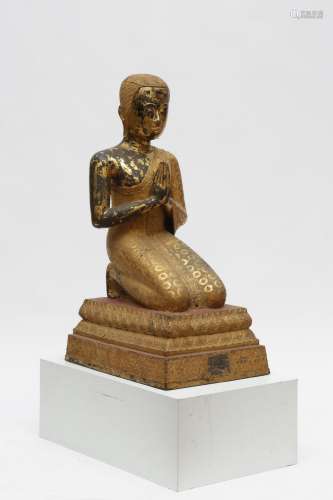 Thailand, Ratnakosin-periode verguld bronzen figuur van een ...