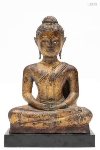 Thailand, verguld bronzen figuur van Boeddha, 18e eeuw,