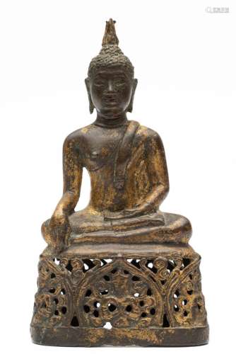 Thailand, klein bronzen figuur van Boeddha, Lanna-periode, 1...