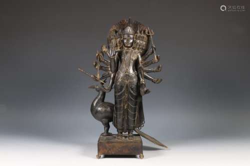 Sri Lanka, bronzen figuur van Murugan, 20e eeuw,