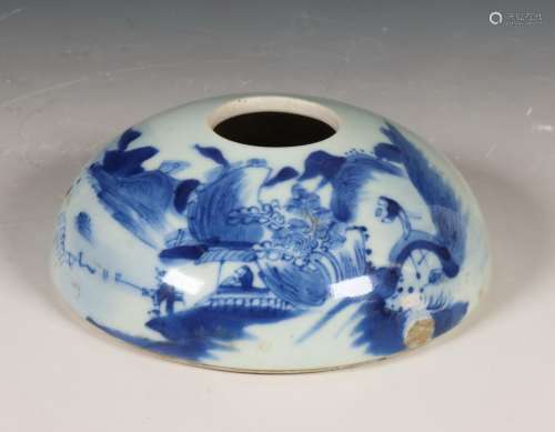 China, blauw-wit porseleinen penselenwasser, late Qing-dynas...