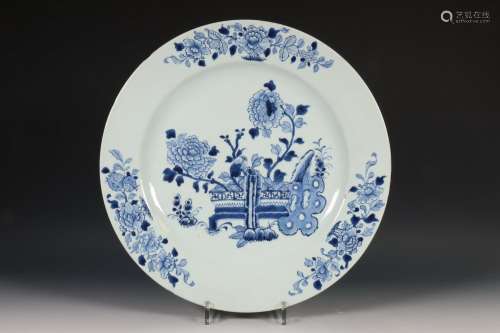 China, blauw-wit porseleinen schotel, Qianlong periode (1736...