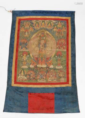 Tibet, thangka met voorstelling van Ekadashalokeshvara, ca. ...