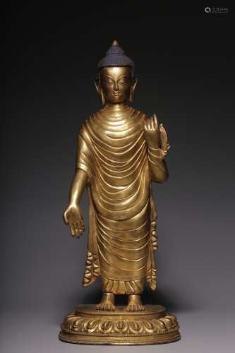 The bronze gilt statue of Tathagata in Ming Dynasty