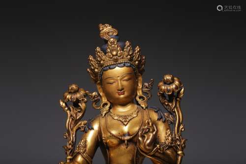 Qing Dynasty, gilt bronze sitting Tara