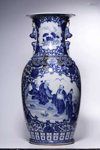 Qing Dynasty, blue and white eight immortals celebrate life ...