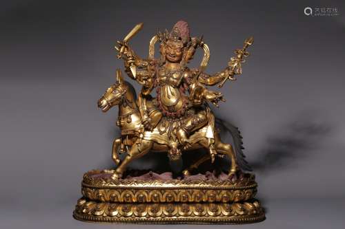 Ming Dynasty, gilt bronze auspicious goddess statue