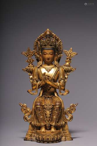 Qing Dynasty, bronze gilt future statue sculpture