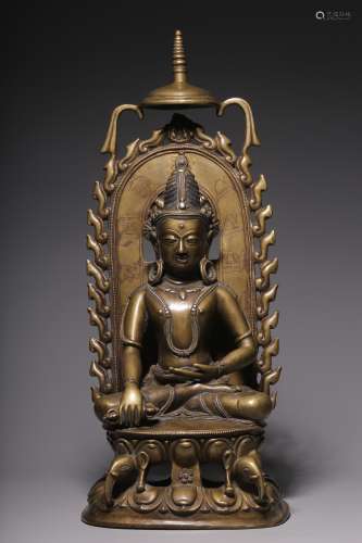 In the Qing Dynasty, copper alloy inlaid with silver King Ko...