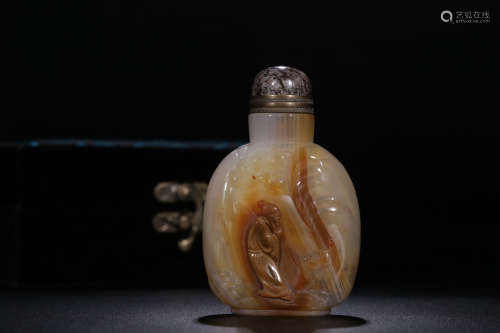 Qing Dynasty, agate Matsushita Gaoshi snuff bottle