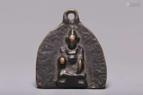 Qing Dynasty, black God of wealth bronze pendant