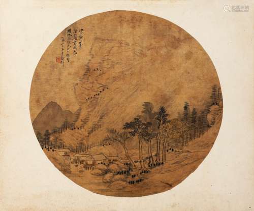 1848-1903 吴榖祥  山居图 设色绢本 镜片