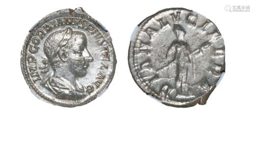 罗马帝国戈尔迪安三世与月神戴安娜银币