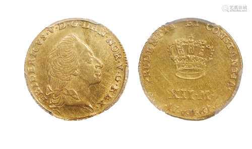 1761年丹麦12马克金币