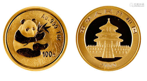 2000版熊猫金银纪念币（1盎司圆形金质纪念币）