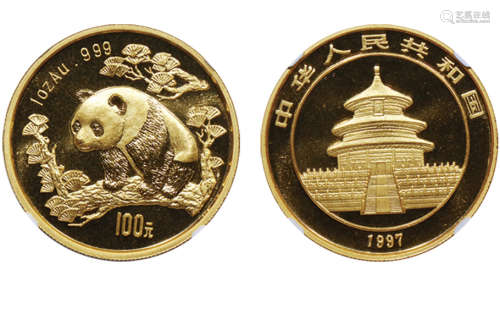 1997版熊猫金银铂及双金属纪念币（1盎司圆形金质纪念币）