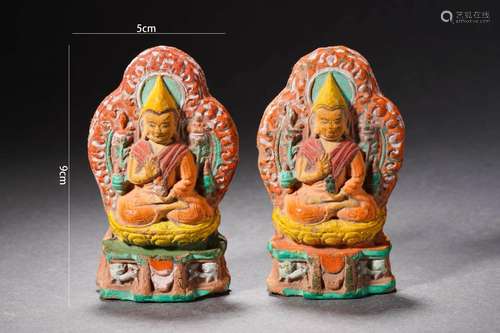 Pair of Painted Tsa-Tsa Buddha of Guru