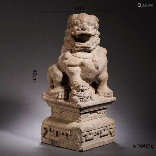Carved Stone Statue of Lion