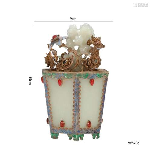 Embellished Jade Flower Vase