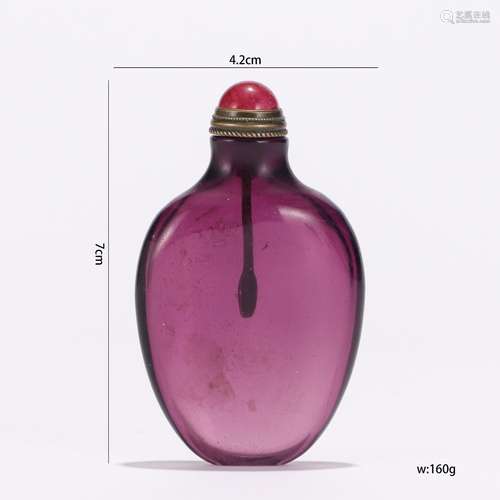 Carved Purple Crystal Snuff Bottle