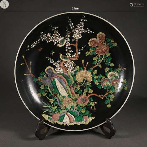 Sancai Glaze Flower and Bird Plate