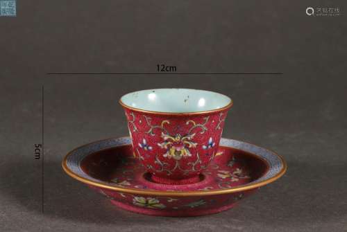Rouge-Red Glaze Cup and Cup Stand