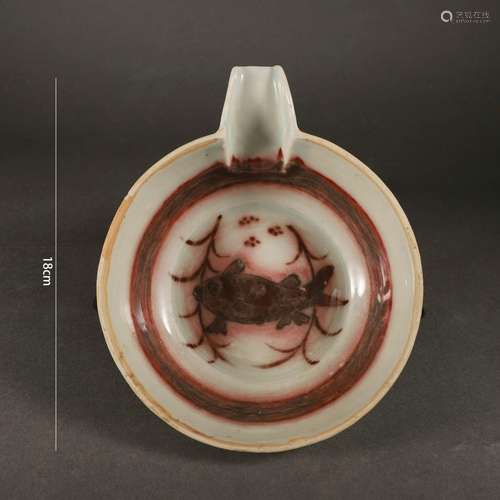 Copper-Red-Glazed Fish&Algae Vessel Yi